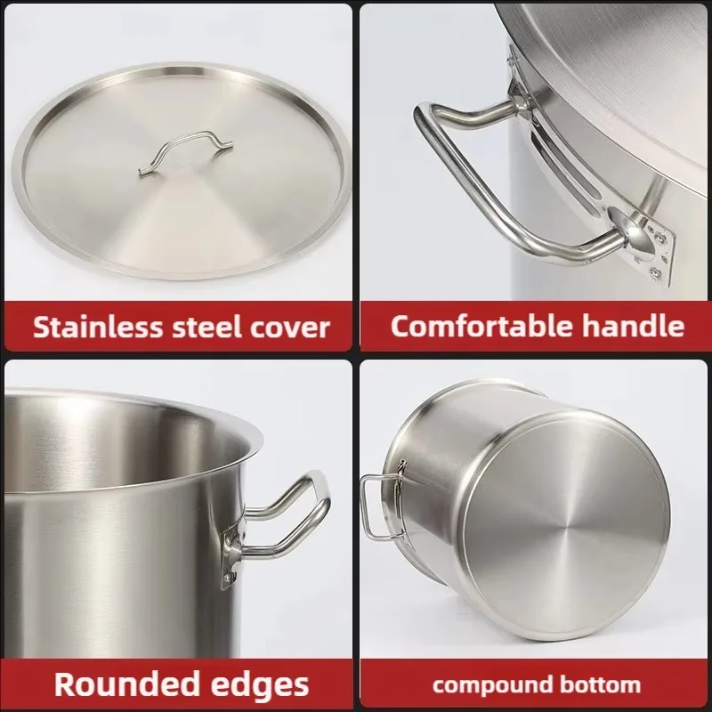 

100L large soup pot Stainless steel heavy duty induction composite cooker Commercial cauldron