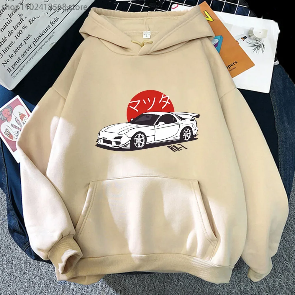 Anime Initial D Hoodies Mazda RX7 Printed Sweatshirt Men Fashion Tops Hoodie Streetwear Women JDM Automobile Culture Y2k Clothes