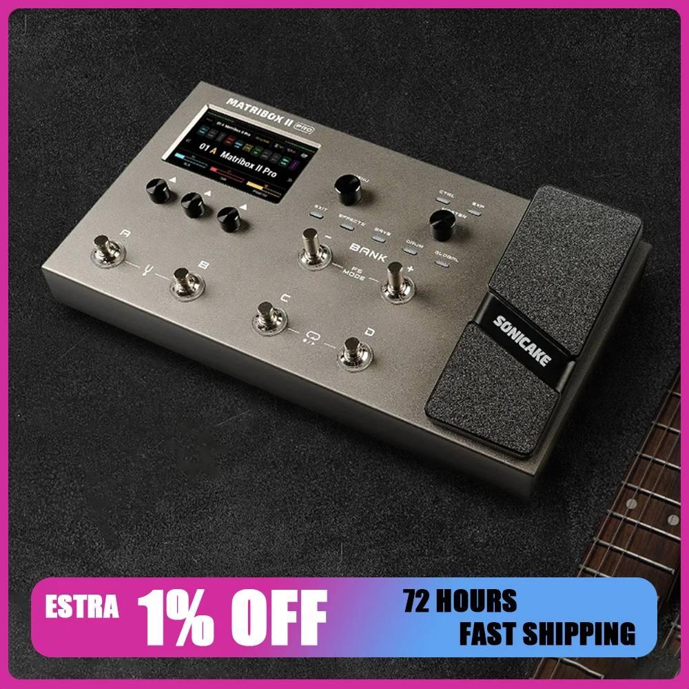 SONICAKE Matribox II Pro 4,3-дюймовый цветной сенсорный экран, гитарный бас-усилитель, моделирующий ИК-мультиэффекты с педалью выражений QME-200, подарки SONICAKE Matribox II Pro 4,3-дюймовый цветной сенсорный экран, гитарный бас-усилитель, моделирующий ИК-мультиэффекты с педалью выражений QME-200, подарки