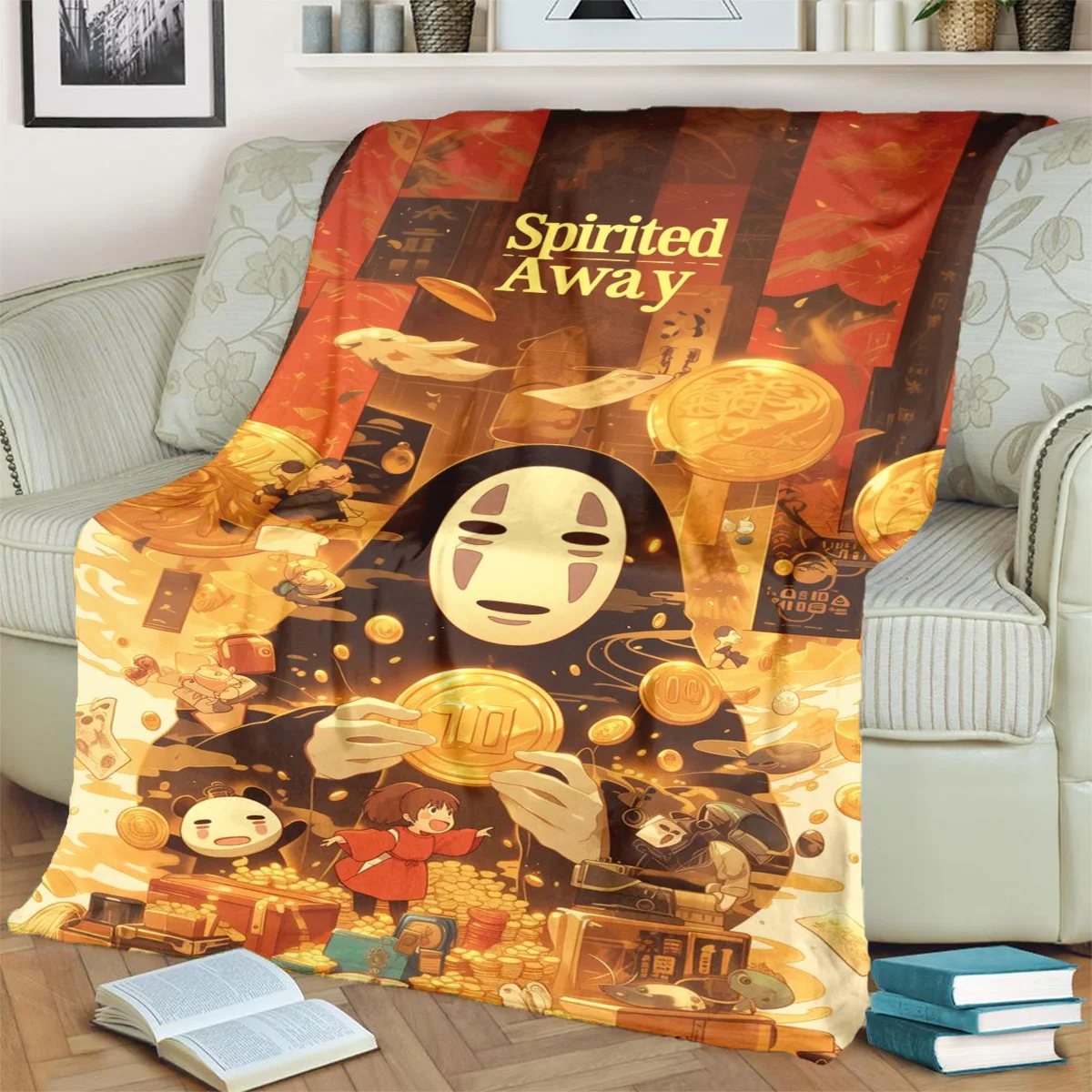 Flanelldecke mit Aufdruck „Spirited Away“ für Schlafzimmer, Sofas, Betten, Stühle, Picknicks, Reisen, warm und bequem – kwq188