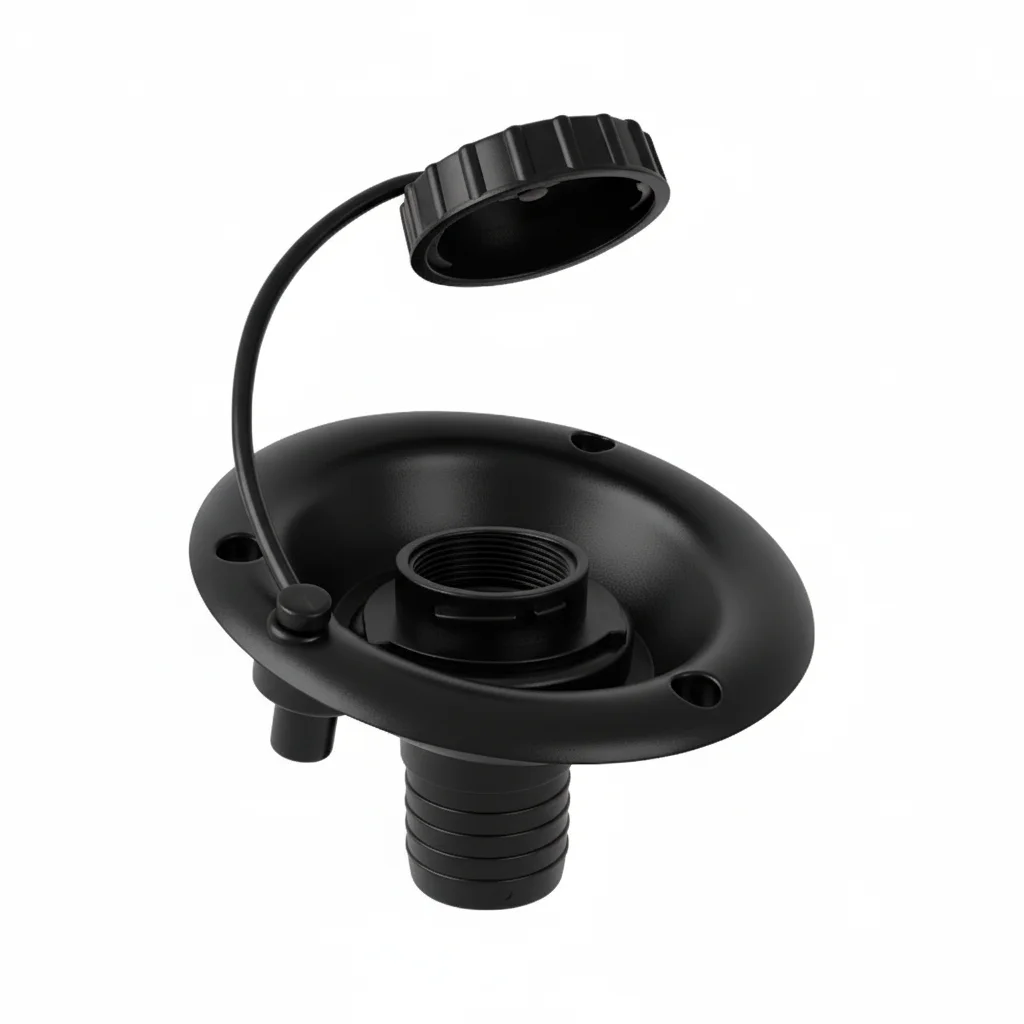 

Gravity Water Inlet for RV For Fresh Tank with Vent Hole Flexible Strap and Multiple Hose Diameter Compatibility PP