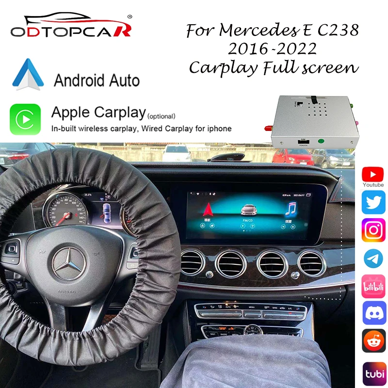 ODTOPCAR CarPlay Wireless Adapter For Mercedes EClass W213 Audroid Auto Apple Navigation with 12.3 Touchscreen Full screen