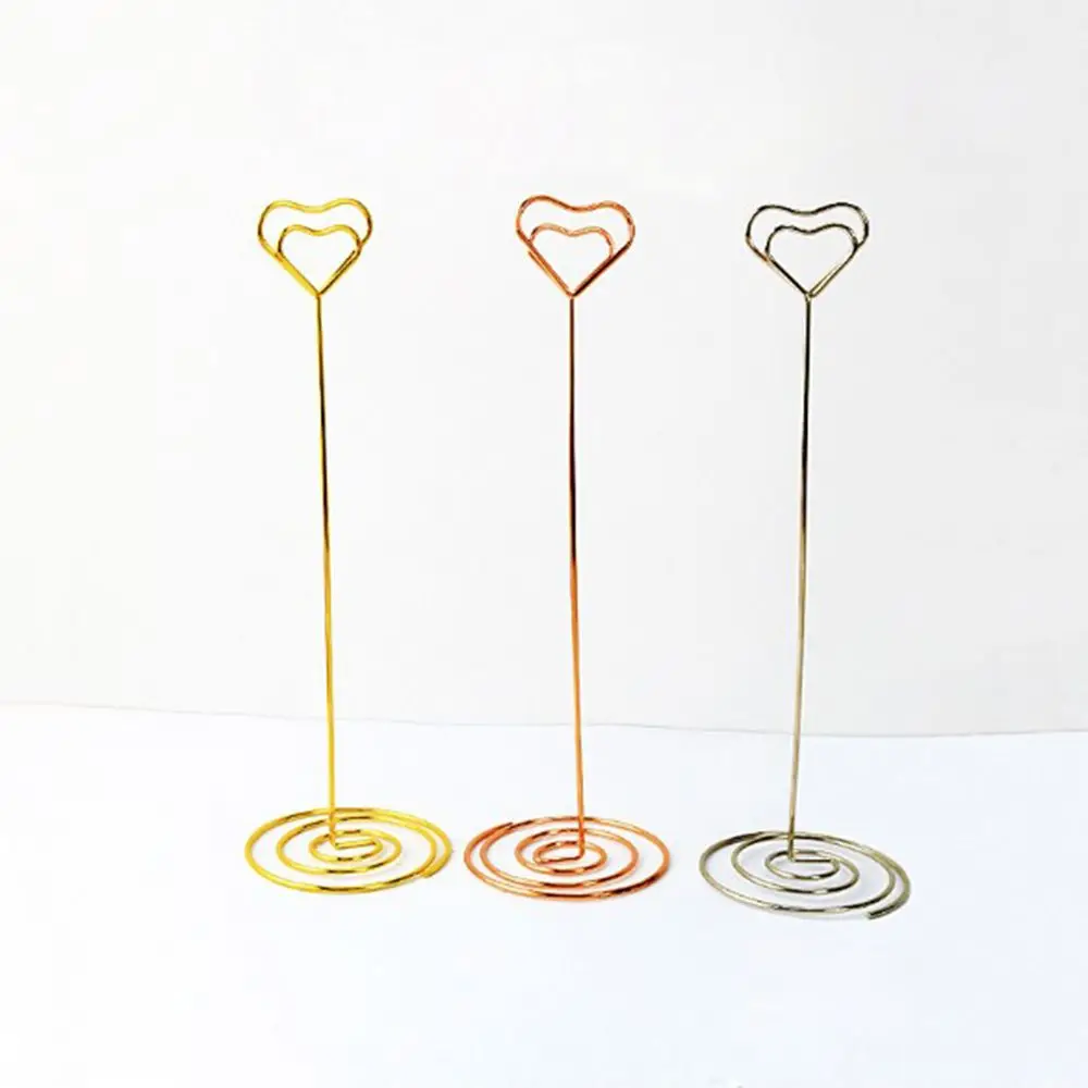 Fashion 1pc Metallic Desktop Decoration Wedding Supplies Paper Clamp Photos Clips Table Numbers Holder Place Card Clamps Stand