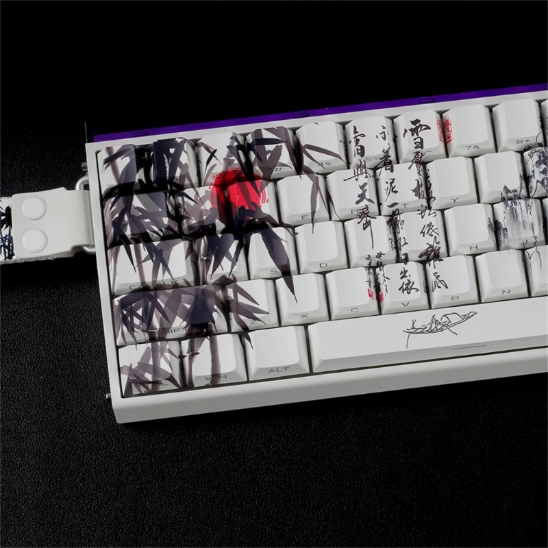60 ٪ 68 ٪ من لوحات المفاتيح الميكانيكية Keycaps PBT Bamboos Forest Art ANSI ISOS متوافقة
