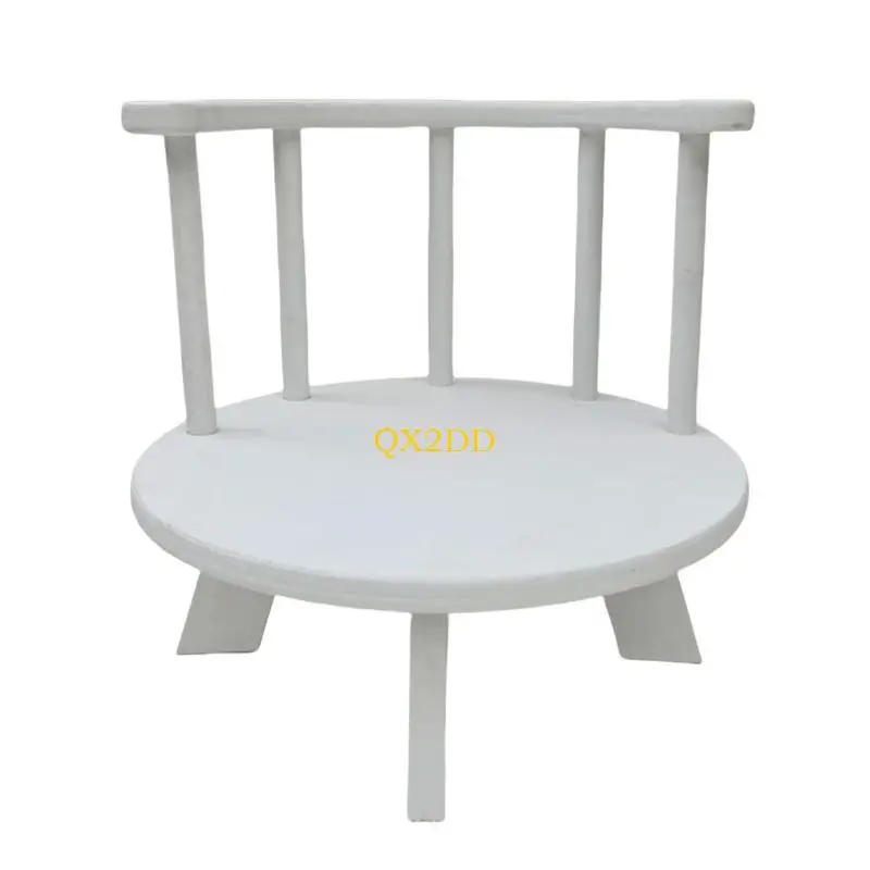 QX2D Elegant Newborns Photo Props Small Wooden Stool Lightweight Photoshoots Chair