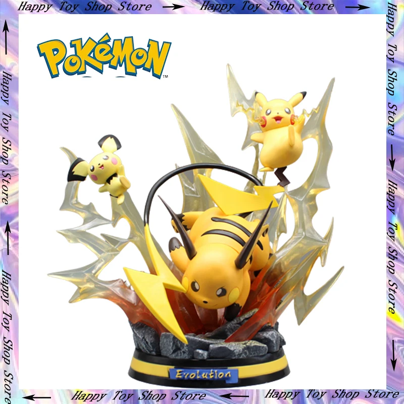 

44cm Pokemon Evolution Group First Form Kawaii Pikachu Anime Doll Pvc Statue Model Collection Desktop Decoration Kid Toy Gift