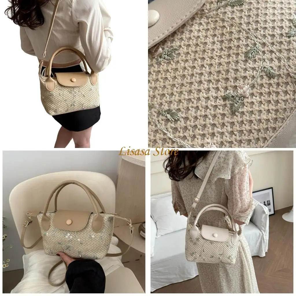 

M6CC Practical Grass Handbag Beach Straw Shoulder Bag Suitable for Various Daily Use