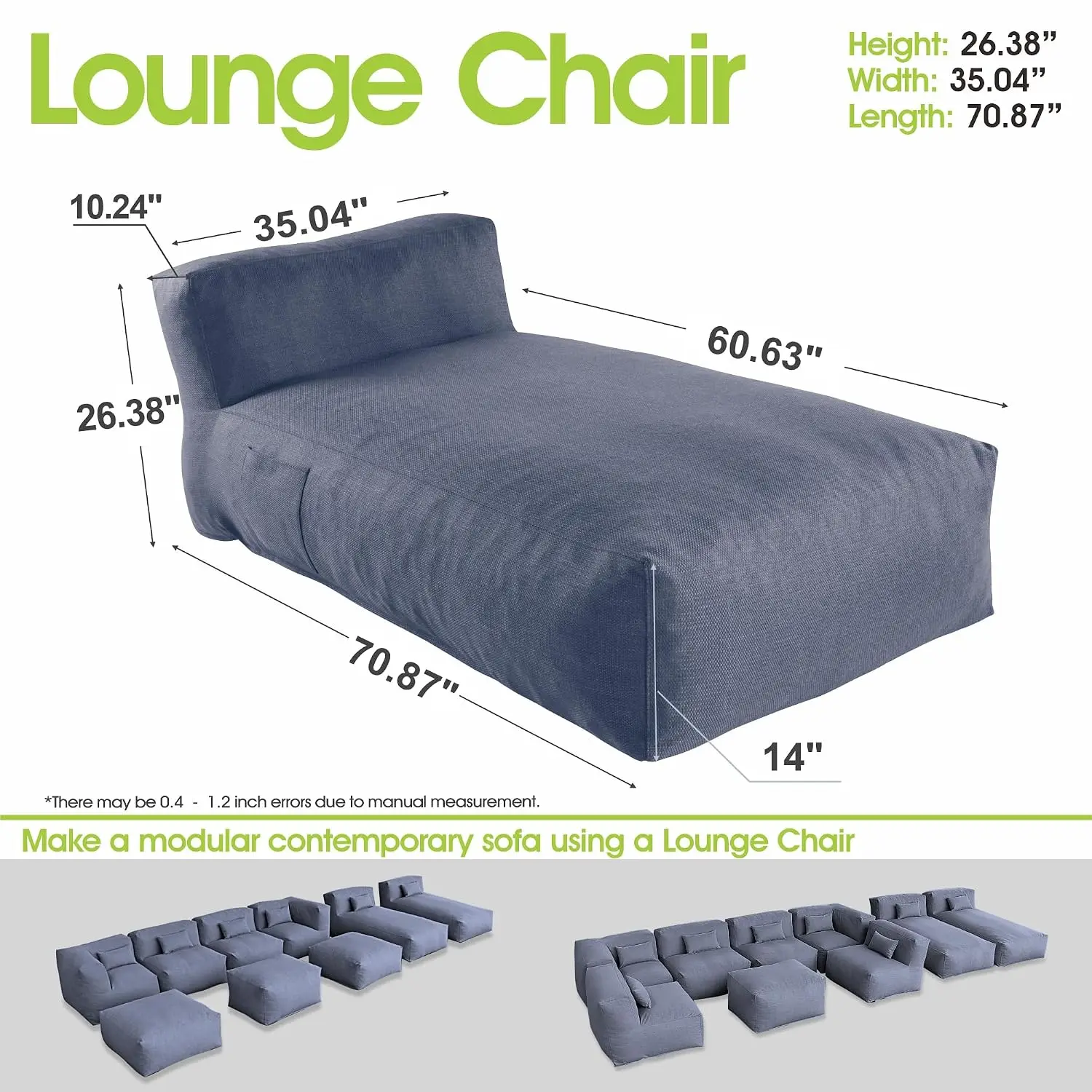 Outdoor Bean Bag Lounger Daybed Sofa for Pool Patio Garden, Customized