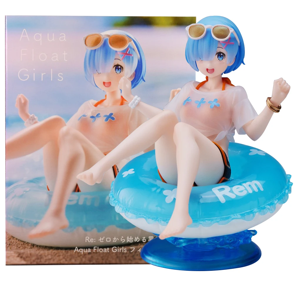 10CM Rem Figure Sexy Swimming Ring Swimsuit Re:Life In A Different World From Zero Action Figure Anime Model Toy Doll PVC