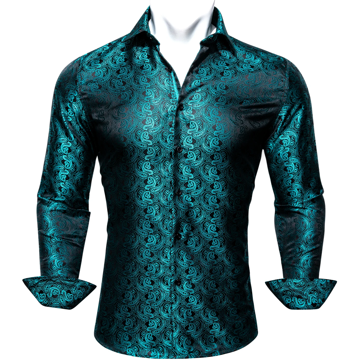 Chemises de styliste à manches longues pour hommes, en soie, bleu, vert, Beige, violet, rouge, or, jaune, fleur de Paisley, hauts régulier pour printemps et automne