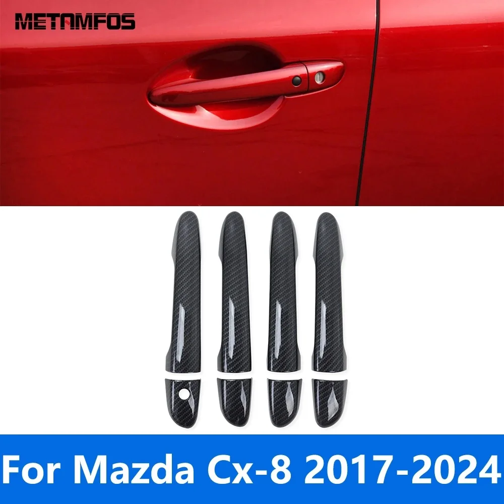 

Side Door Handle Bowl Cover Trim For Mazda Cx-8 Cx8 2017-2021 2022 2023 2024 Carbon Fiber Protection Cap Accessories Car Styling