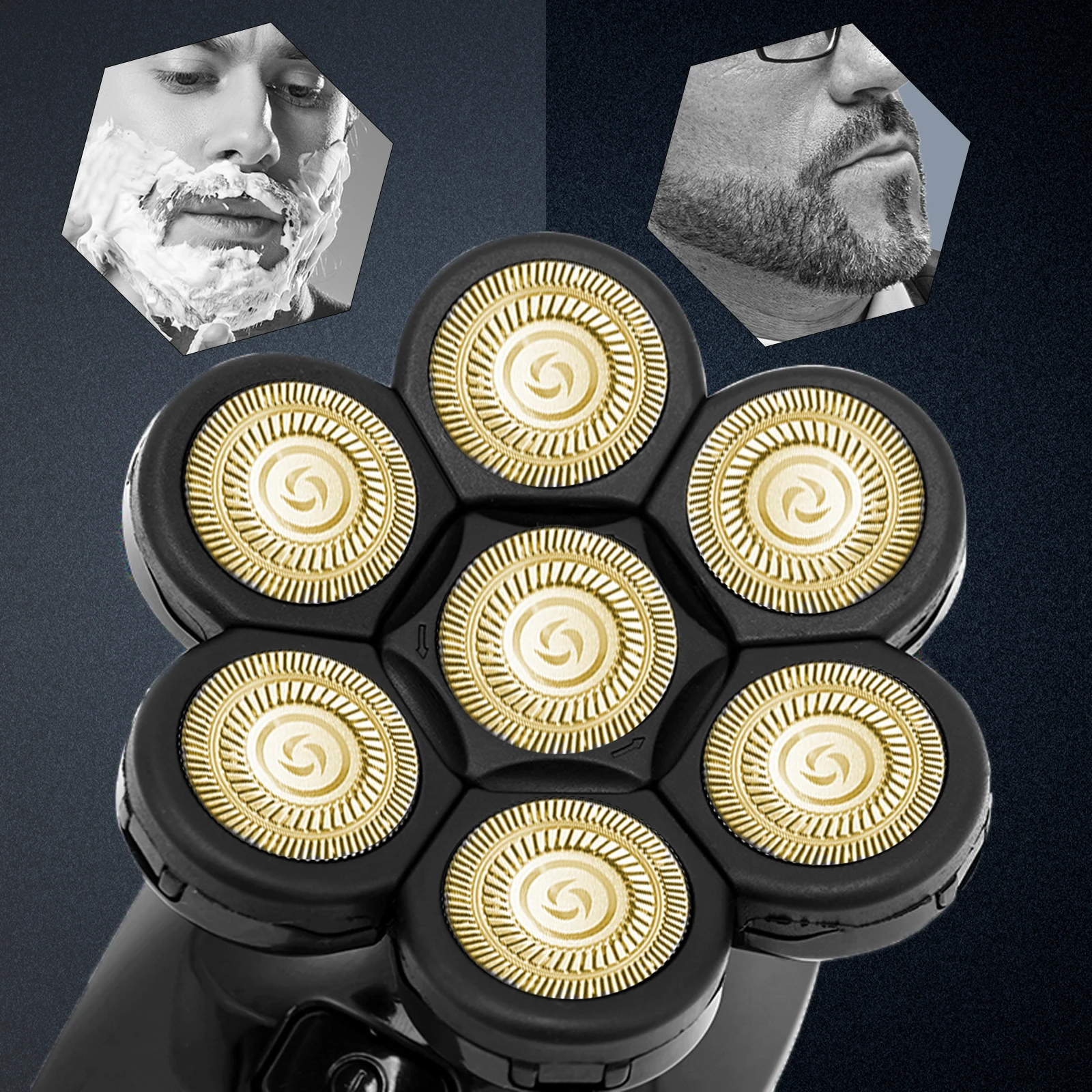 7d independentemente 7 cortador de cabeça flutuante à prova dwaterproof água navalha elétrica multifuncional carga usb aparador masculino barbeador para homem