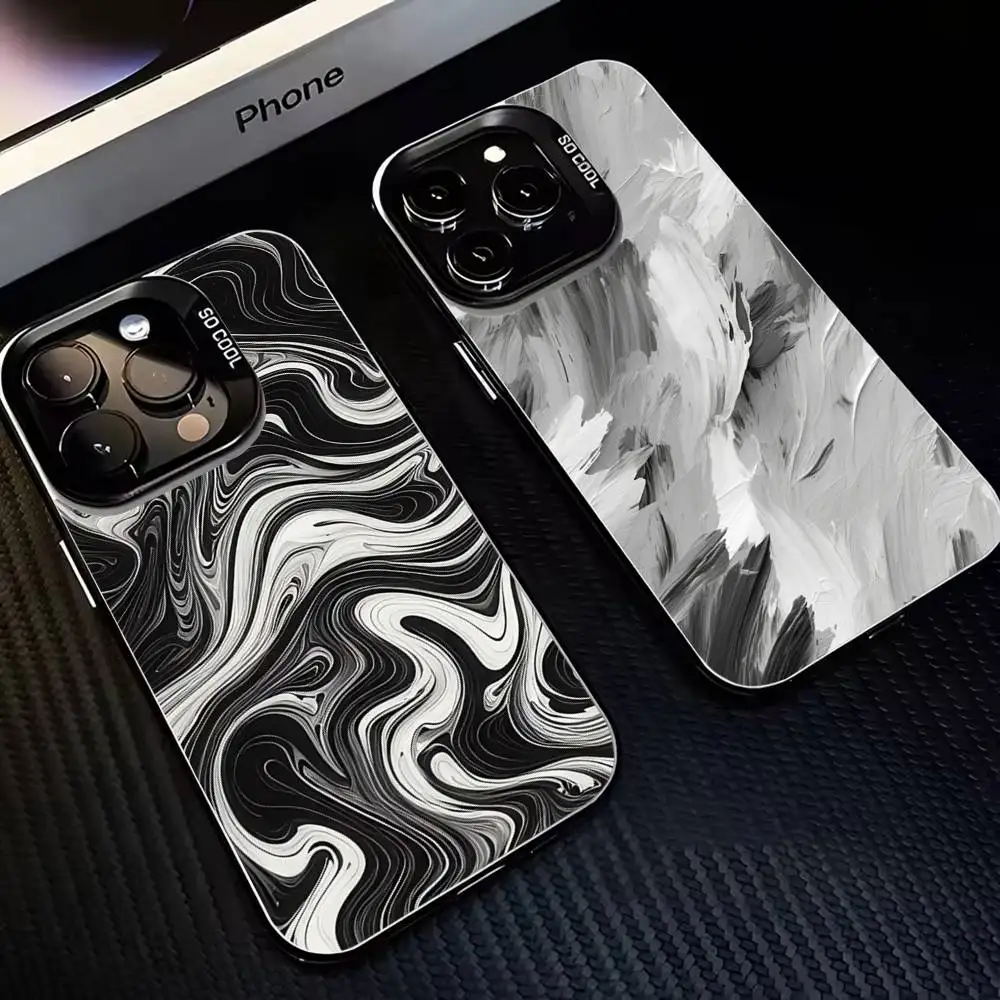 

Minimal black and white design Phone Case For iPhone17,16,15,14,13,12,11 Plus,Pro Max Black Matte Shockproof Cover