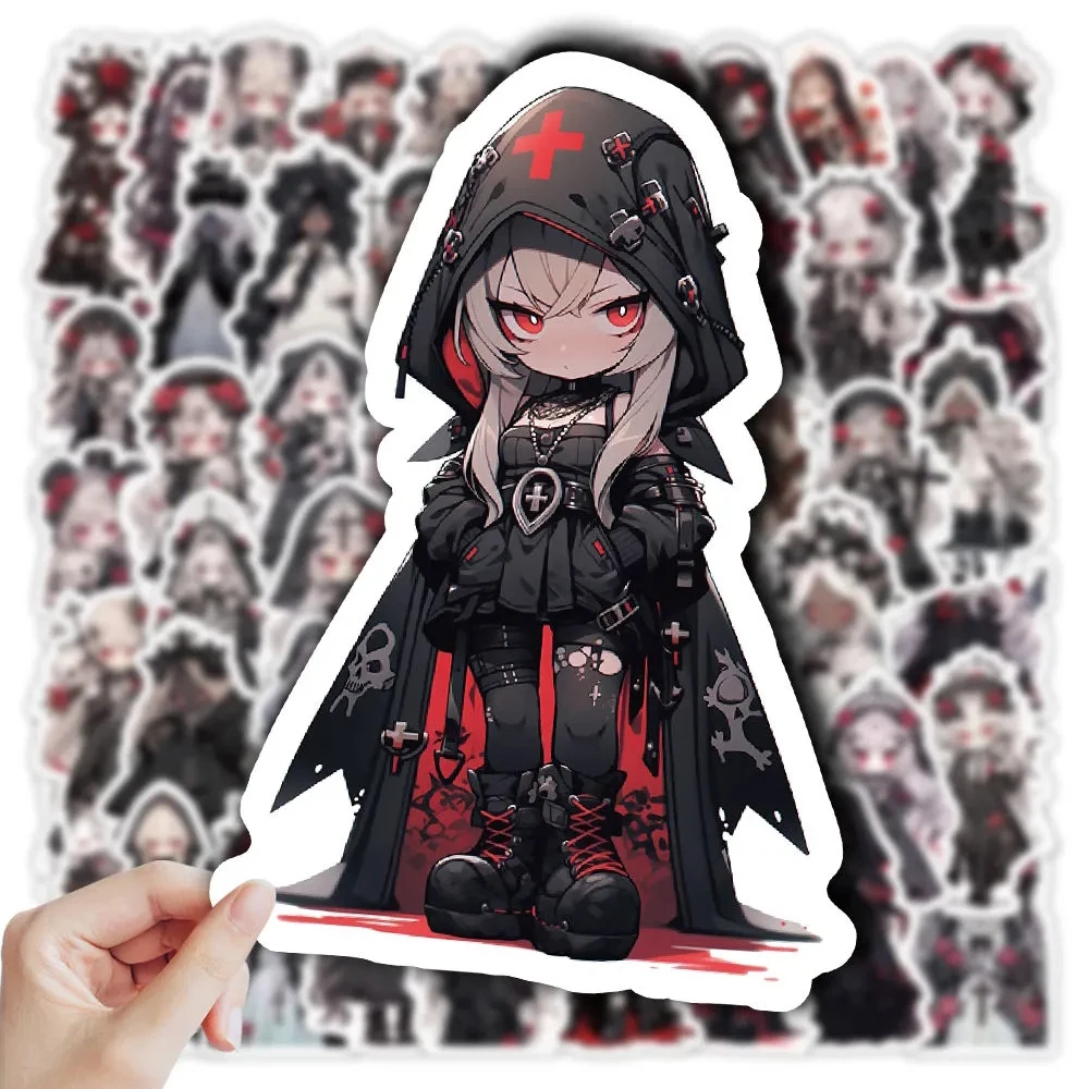 10/30/60pcs Anime Girls Goth Witch Rose Girl Stickers Waterproof Cool Graffiti Skateboard Laptop Motorcycle Vinyl Horror Sticker