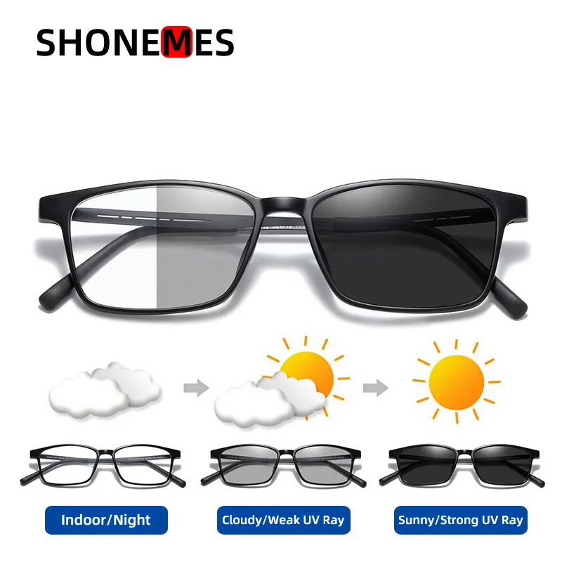 

Shonemes Photochromic Grey Eyeglasses Anti Blue Light Square Glasses TR90 Frame Optical Computer Eyewear for Men Women