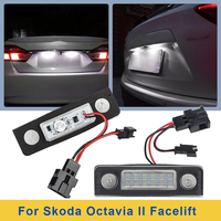 LED License plate lights For Skoda Octavia 2 Facelift Canbus 6500K Super Bright White Light License plate lights Auto parts