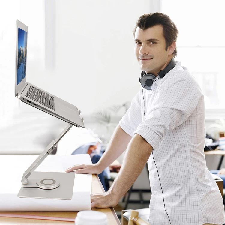 

Popular Foldable Laptop Stand Adjustable Height Laptop Standing Desk 360 Laptop Stand