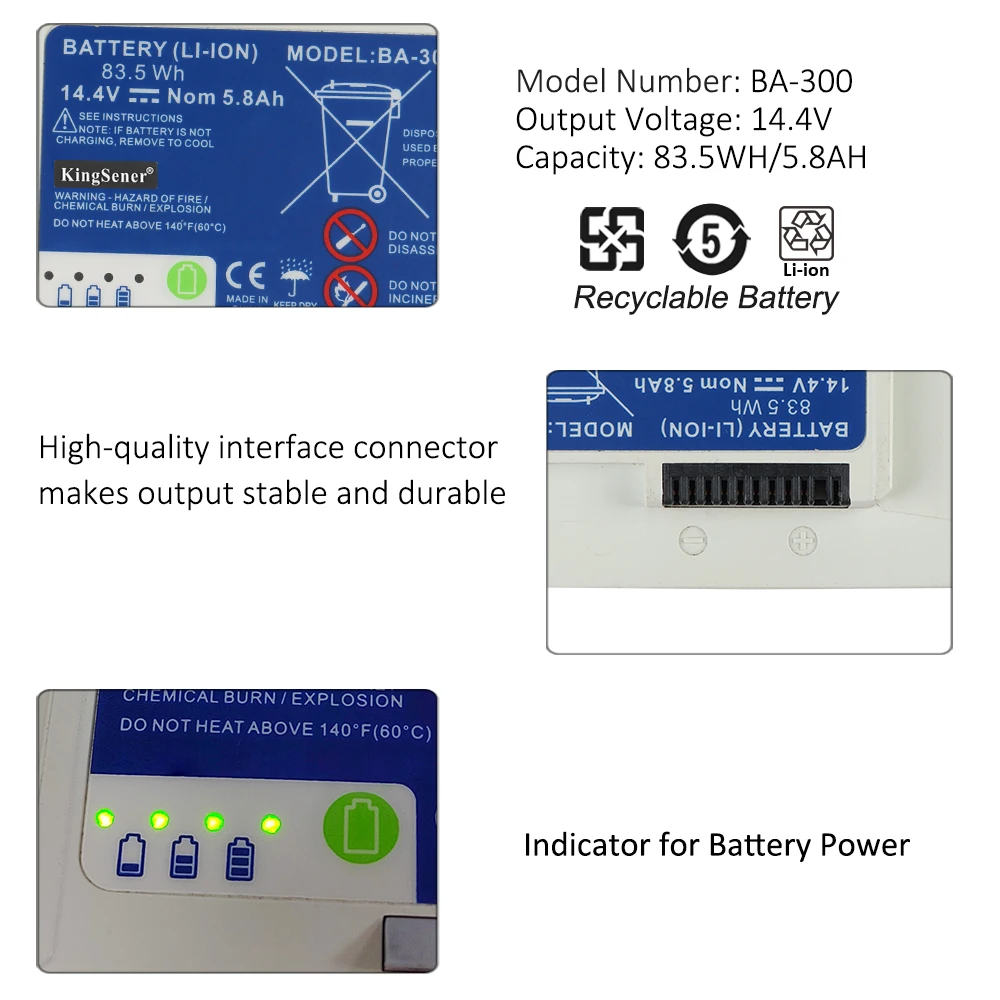 Imagem -05 - Kingsener-bateria do Li-íon da Substituição para a Máquina do Oxigênio Inogen g3 Oxigênio Vai Ba300 Ba-316 14.4v 83.5wh 5.8ah