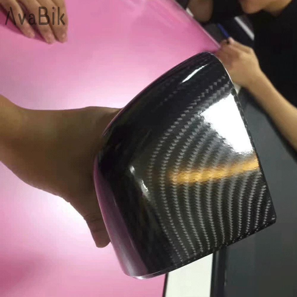 

PET HD Holographic Laser 6D Glossy Carbon Black Vinyl Car Wrap Film With Air Release Like 3M Quality Initial Low Tack Glue