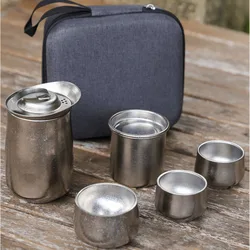 450ml Pure Titanium Tea Infuser Set,Kung Fu Teacup,Double Material,High Temperature Crystallization, Drinkware,Travel Tea Set
