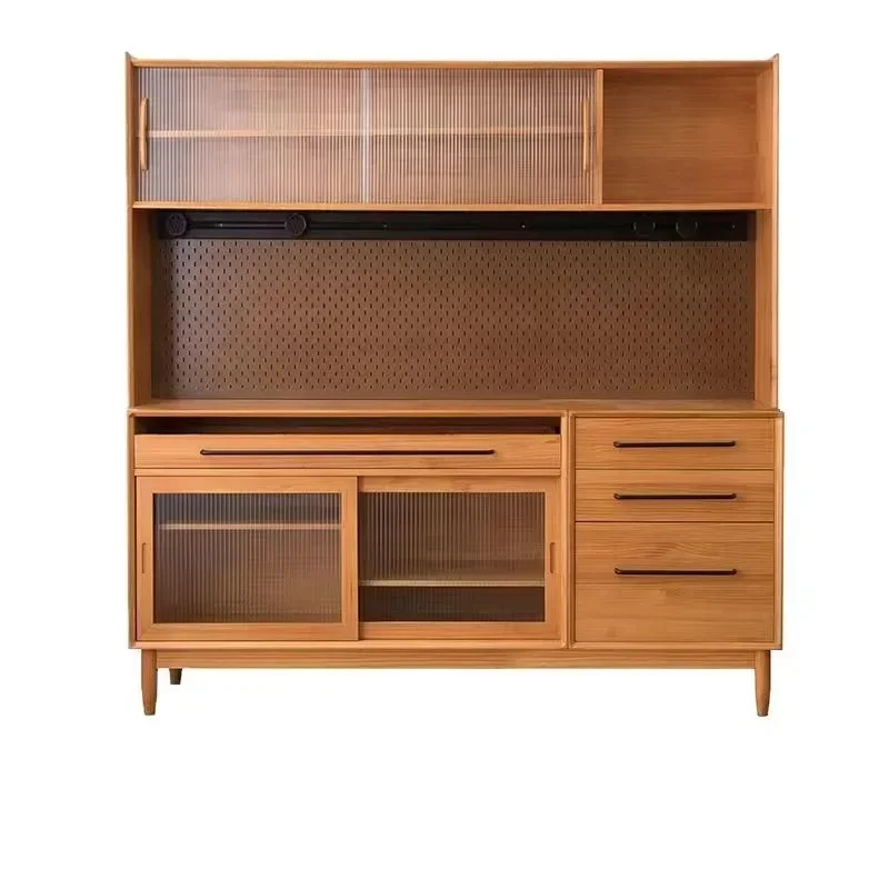 Premium Nordic solid wood storage board dining side cabinet high cabinet power track tea cabinet