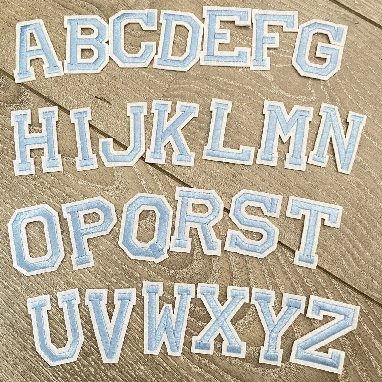 5CM Light Blue Letter Patches Embroidered Patch Iron on For Clothing DIY Accessories Alphabet ABCD EFG HIJK LMN OPQ RST UVW XYZ