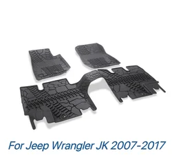 Per Jeep Wrangler JK 2007-2017 2 porte 4 porte tappetino per auto in gomma impermeabile nera accessori interni per tappeti antiscivolo