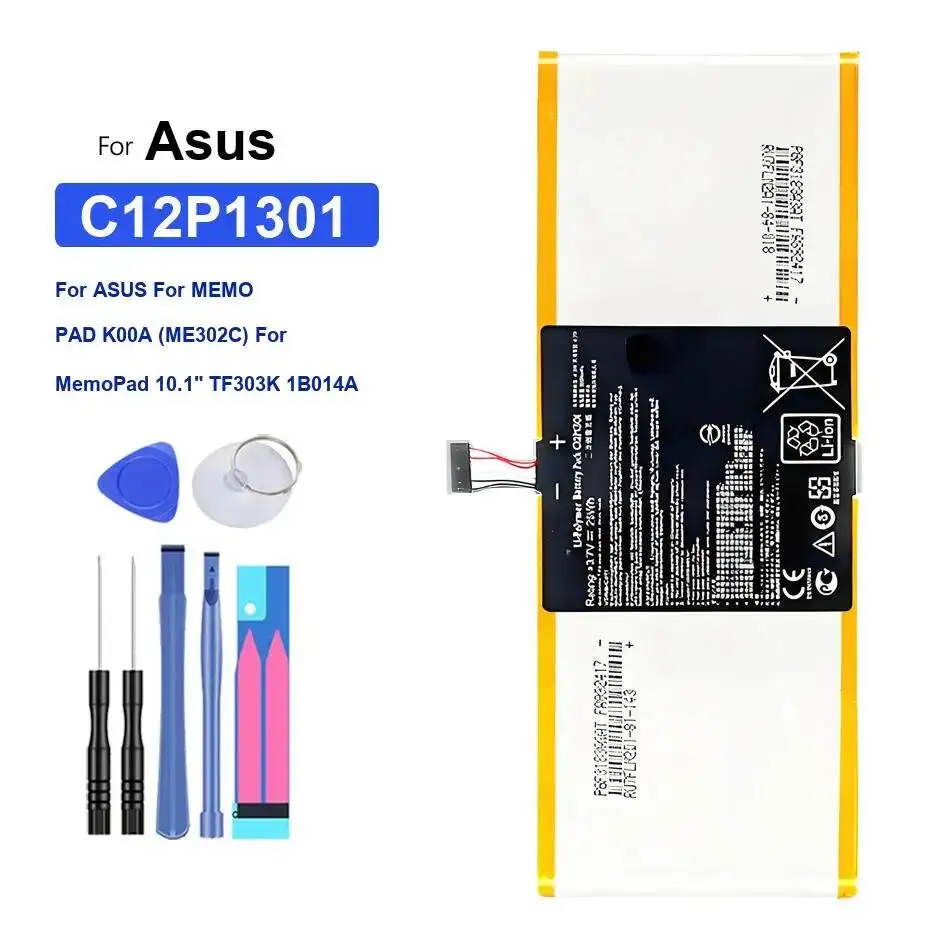 

Для Asus Memo Pad K00A ME302C Memopad 10,1 "TF303K 1B014A C12P1301 Стабильный аккумулятор для планшета 6560 мАч