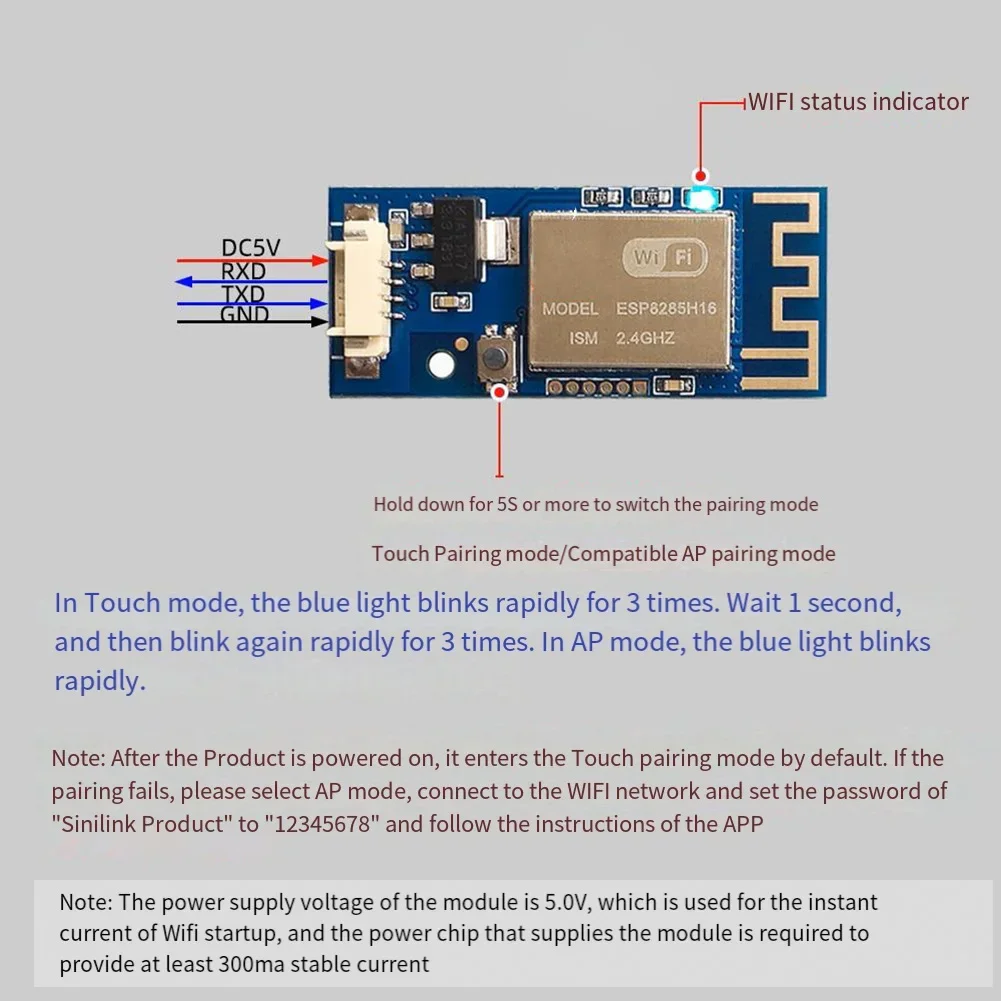 XY-WFPOW DC5V WIFI Module With Wire For Sinilink High-Performance Real-Time Control For DC Power Supply Tools Spare Parts