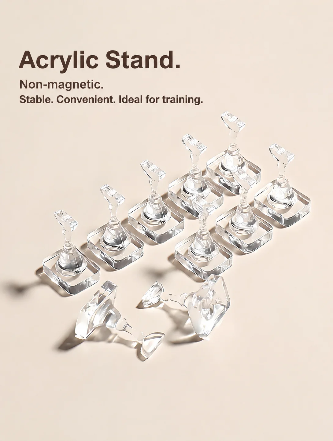 Single/Double Row Transparent Acrylic Nail Practice Stand, 100PCS Fixing Stickers, for Cat Eye Magnet & Chess Base