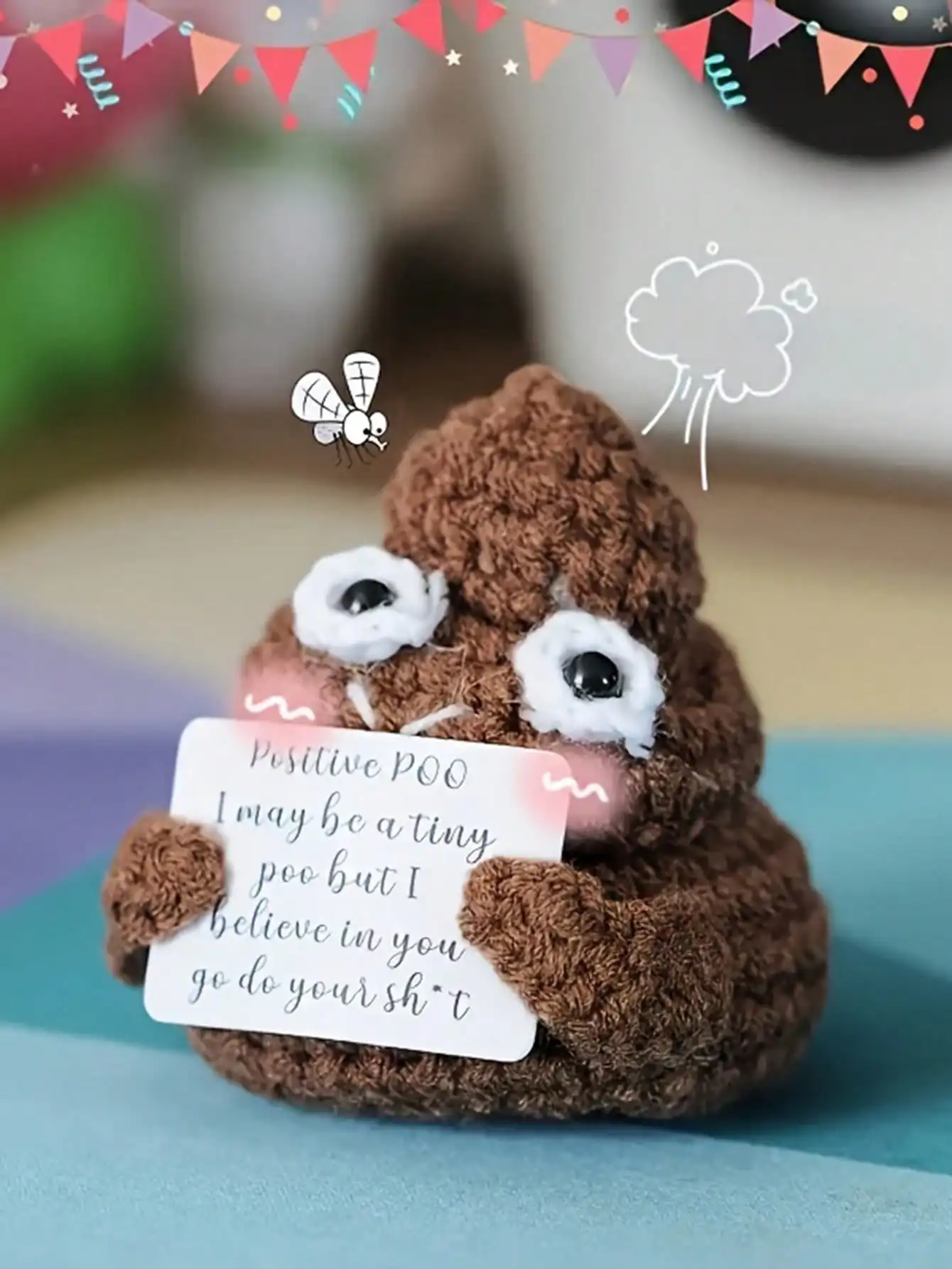 Adorable Knitted Doll Positive Energy Handmade Fabric Party Gift Home Decor Collectible Warm Gift for Friends And Couples Perfec