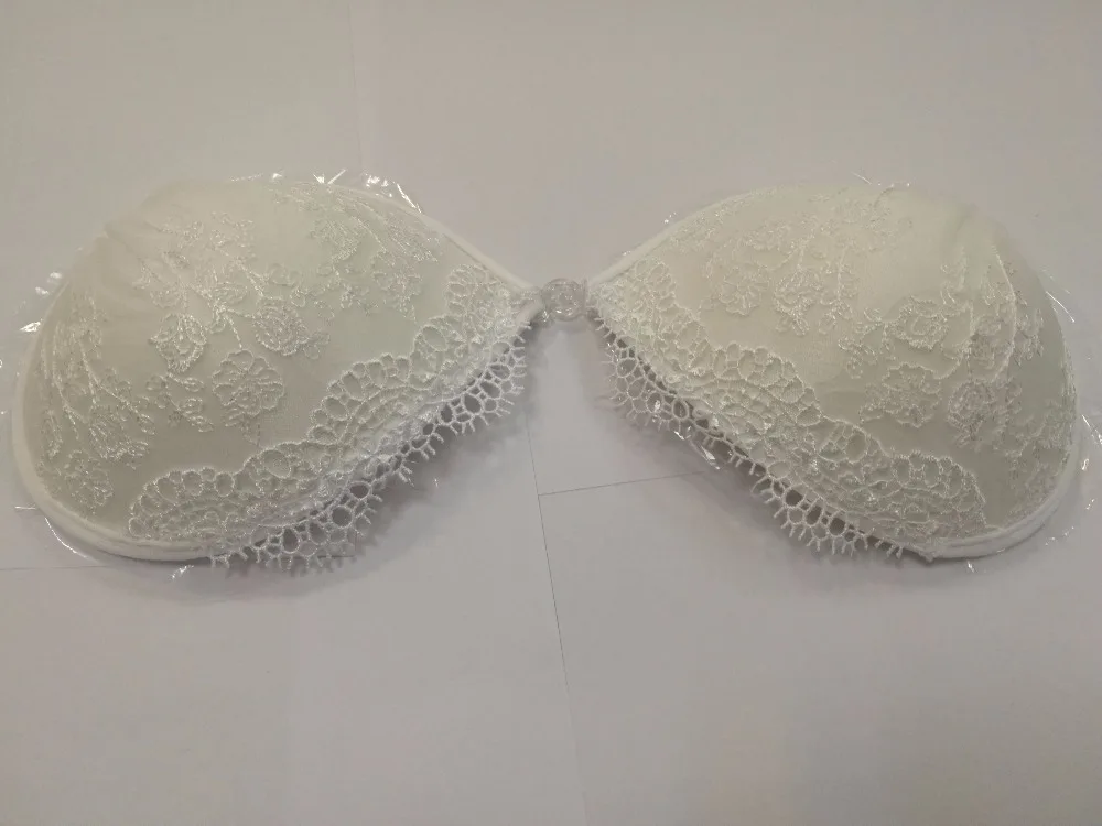 White Lace Embroidery Bra Super Push Up Silicone Bralette Backless Strapless Invisible Bras for Women Wedding Bikini