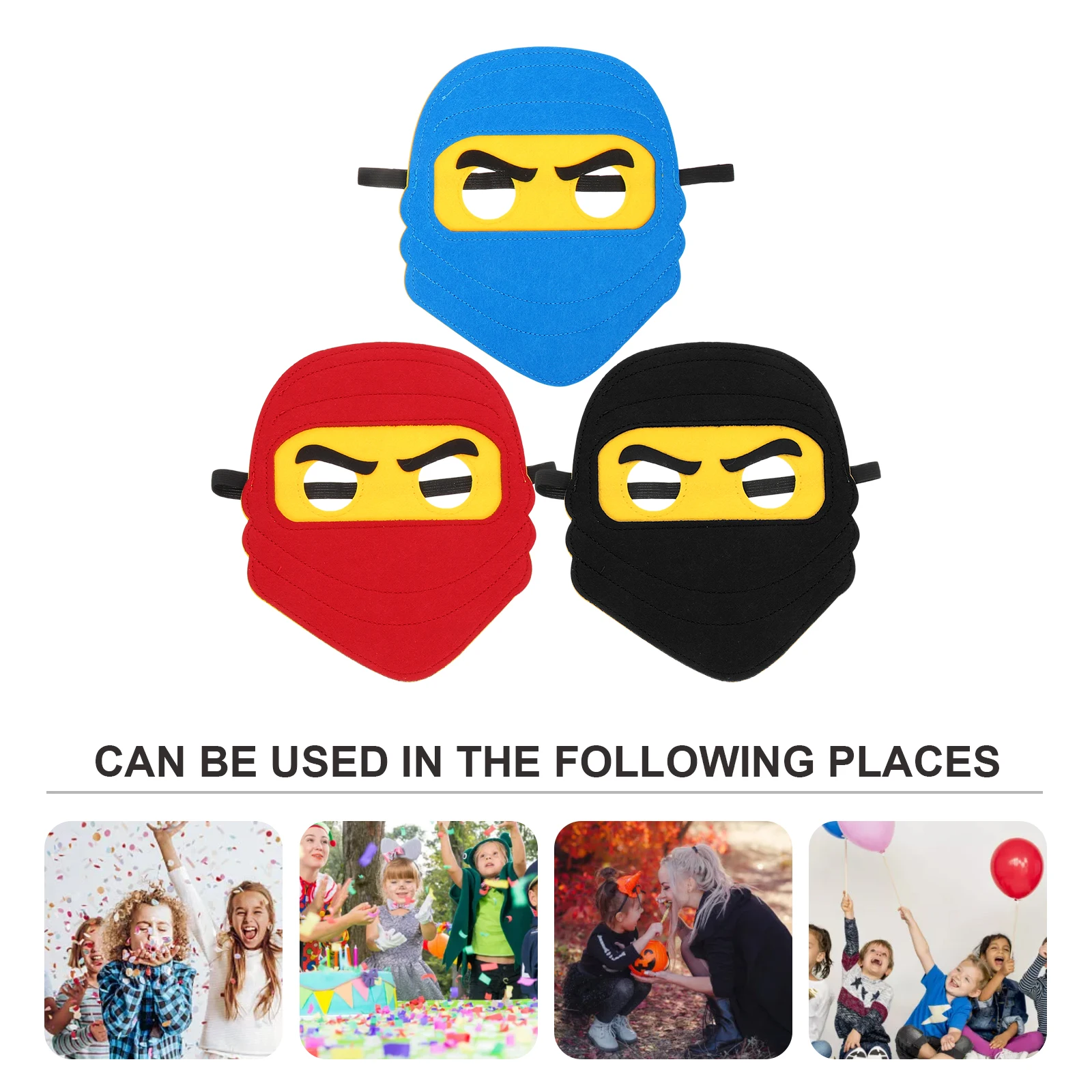 

3pcs Felt Mask Pirate Eye Elastic Band Masquerade Carnival Festival Cosplay Party Accessory Reusable Halloween Costume for Kids