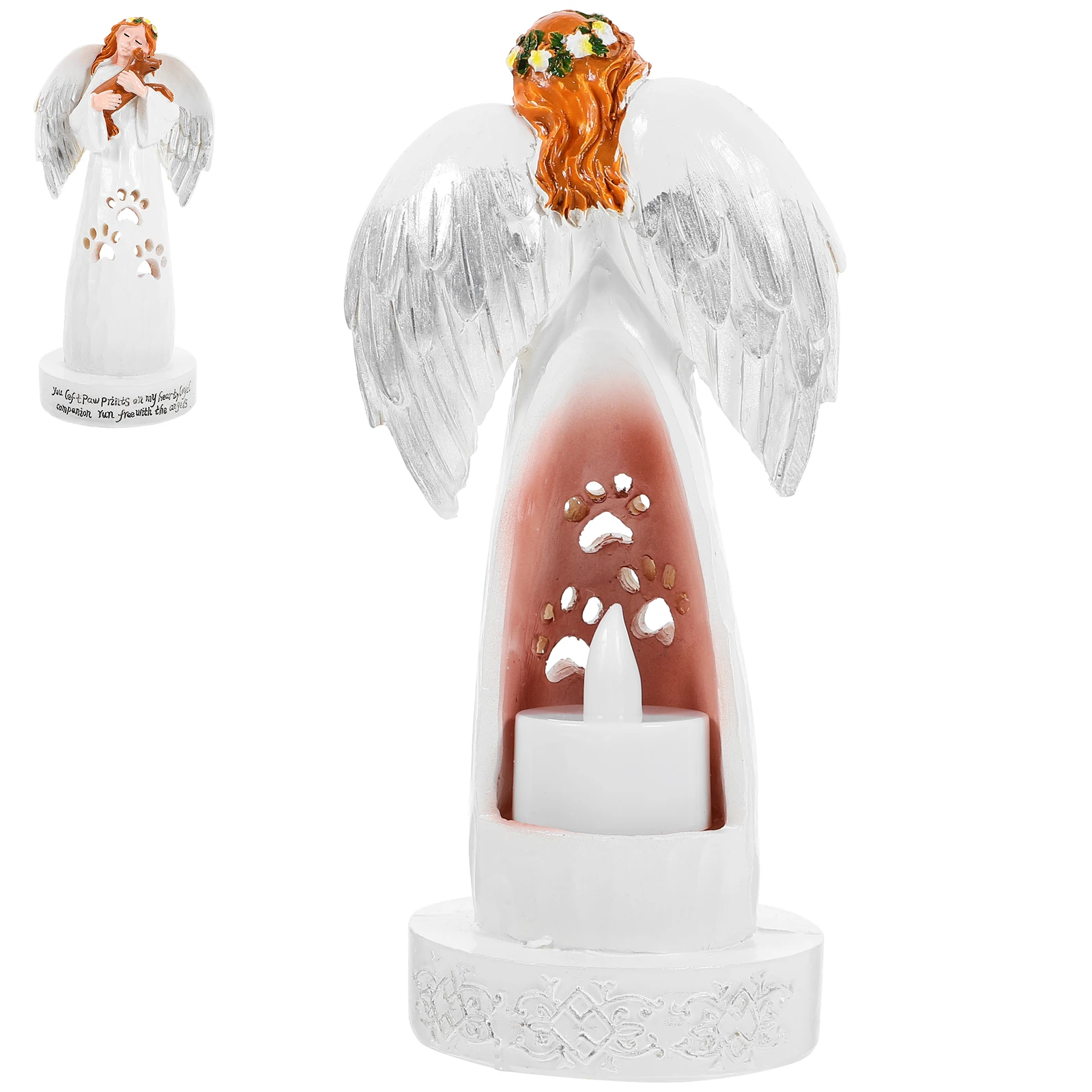 Angel Flower Fairy Figurine Resin Material Non Fading Dog Statue Pet Souvenir Home Decor Birthday Gifts Wedding Anniversaries