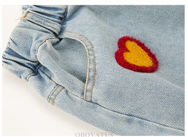Frühlings-Kinderjeans mit Pilz-Applikationen für Mädchen, Neues Design, Street-Denim-Hosen, Kinder Slim Fit Regular Jeans-Hosen – Detail 8