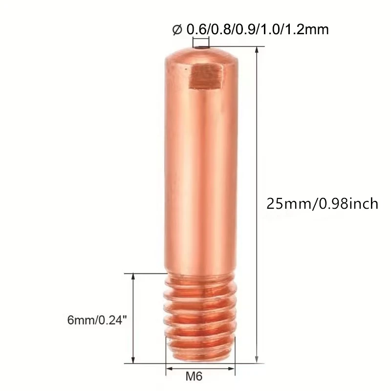 5/10PCS, Tip Gas Nozzle MB-15AK M6*25mm Welding Torch Contact Tip Gas Nozzle 0.6/0.8/0.9/1.0/1.2mm For MB-15AK 14AK MIG/MAG Part