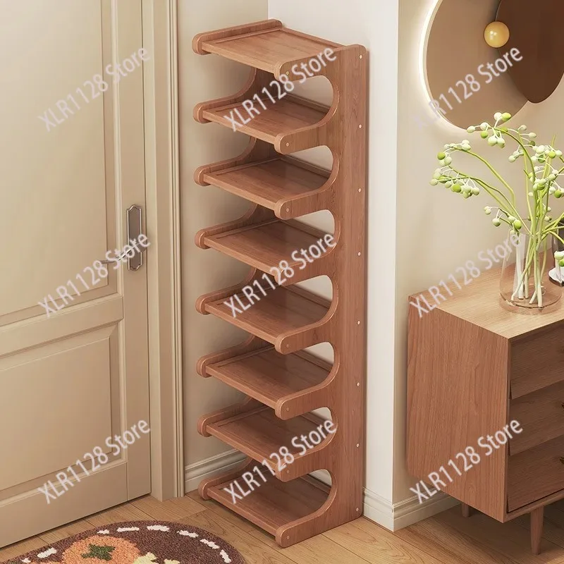 

Slim Corner Shoe Cabinet Space Efficient Storage Shelf for Household Entrance Small Space