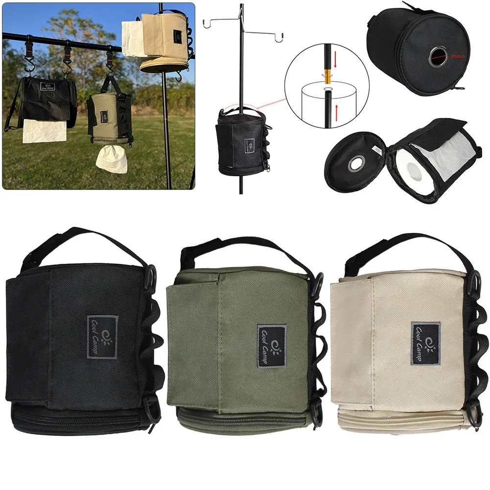 Outdoor Camping Tissue Case Portable Roll Paper Storage Bag with Hook Hanging Storage for Outdoor Camping Tissue Paper Bags