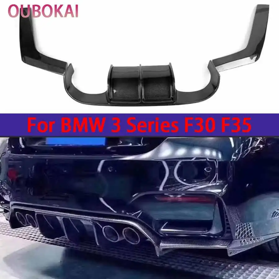 For BMW 3 Series F30 F35 AN Surrounded Carbon Fiber Car Rear Bumper Diffuser Rear Splitters Spoiler Back lip Body Kit