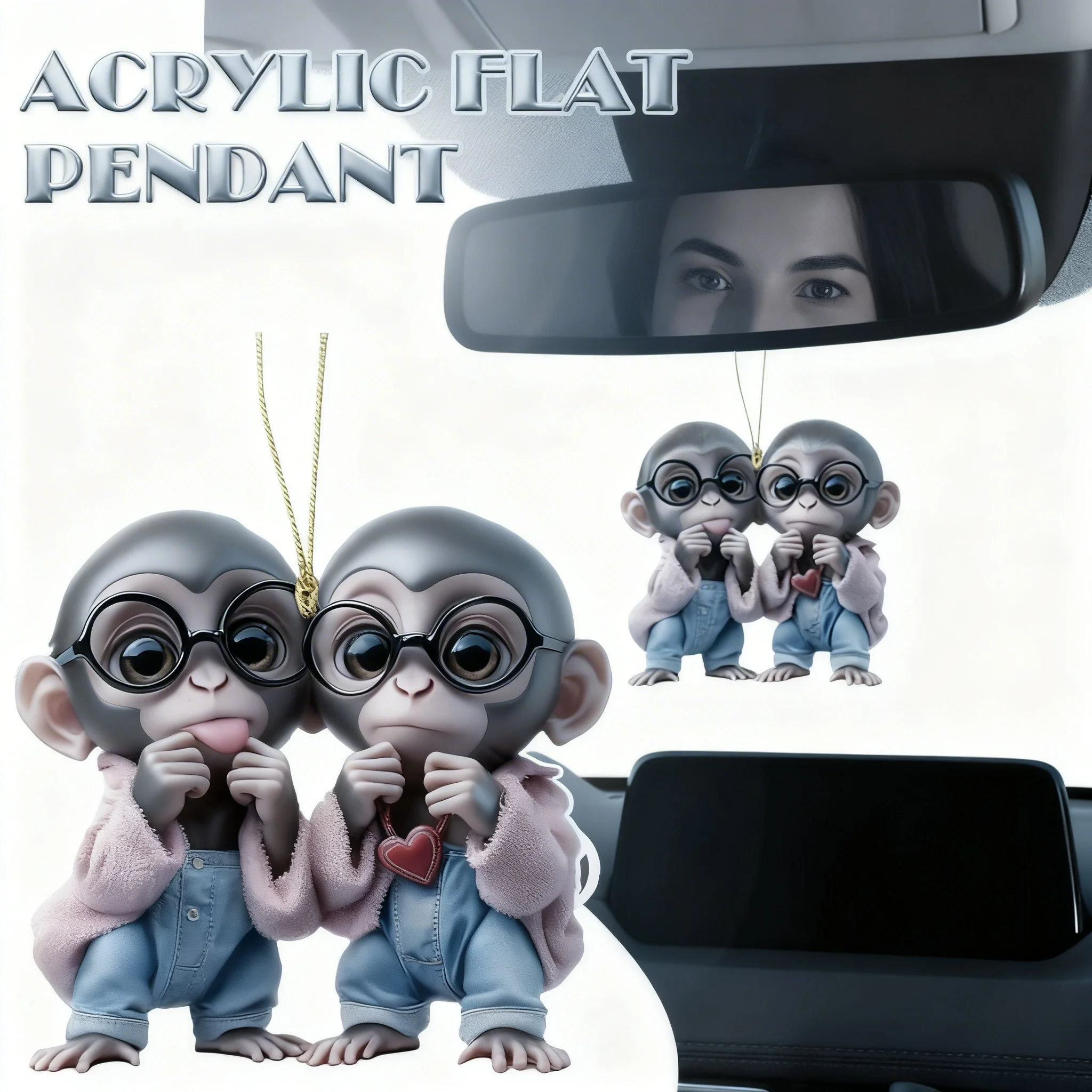 

Monkey Acrylic Flat Pendant Car Interior Acrylic Pendant Decorative Rearview Mirror Accessories