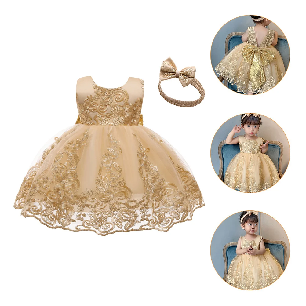 

1Pcs Princess Dress for -Piece Lace Bow Dress Elegant Party Performance Costume Children Clothes Kids Clothes