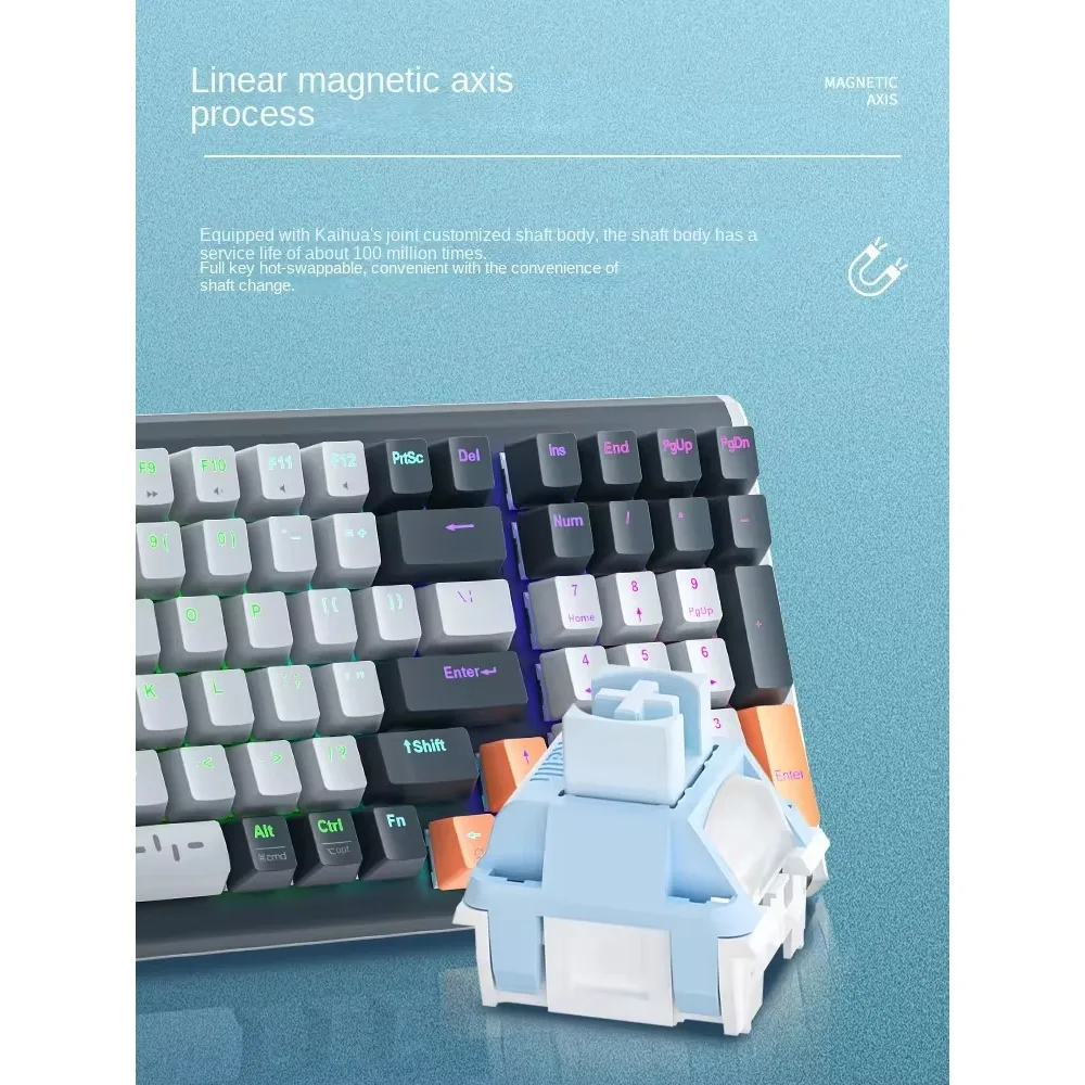 Imagem -04 - Eixo Magnético Teclado Mecânico com Fio Jogos 100 Teclas para rt Ajustável Keystro Fps Jogo 100 Esports Presente Novo Gm560pro