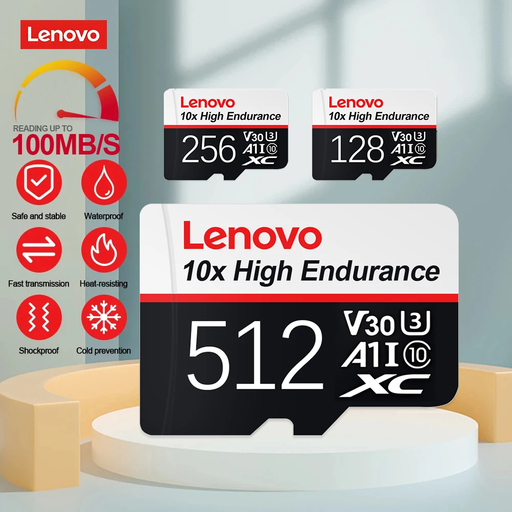 Lenovo SD การ์ดหน่วยความจำ2TB 1TB 512GB 256GB 128GB 64GB ความเร็วสูง Micro tf/sd Class 10 Flash Card สำหรับโทรศัพท์ /แท็บเล็ตพีซีพร้อมอะแดปเตอร์