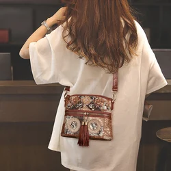 Women Crossbody Bags Cowhide Genuine Leather Luxury Designer Classic Tassels Shoulder Handbags Retro Causal Women Satchles Sac