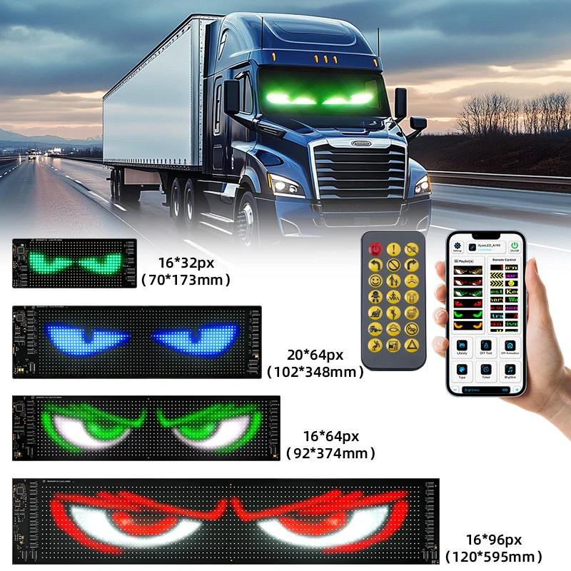LED Devil Eye Light for Car Truck Windshield Animated LED Matrix Panel Sign Flexible Programmable Digital Display Light APP