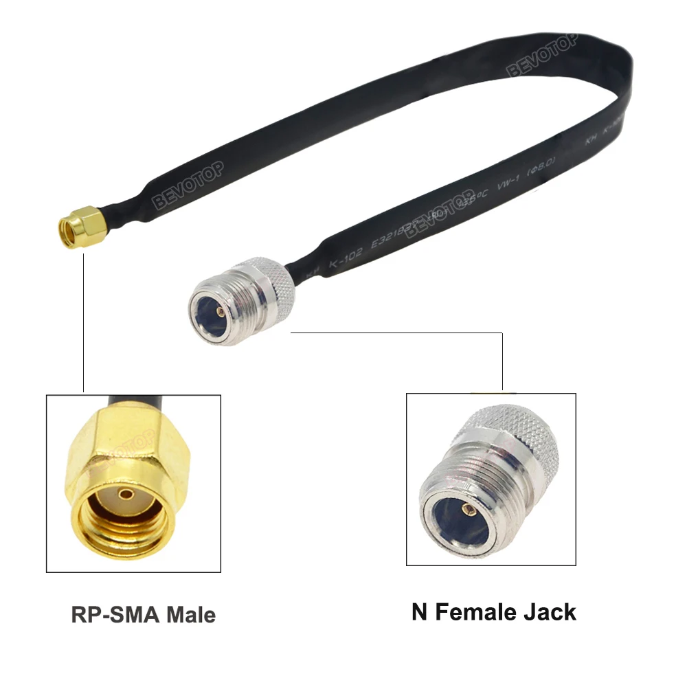 BEVOTOP Cable adapter window pass cable RP-SMA Male to N Female for External Antenna and 4G LTE 5G router 50 Ohm RF Cable