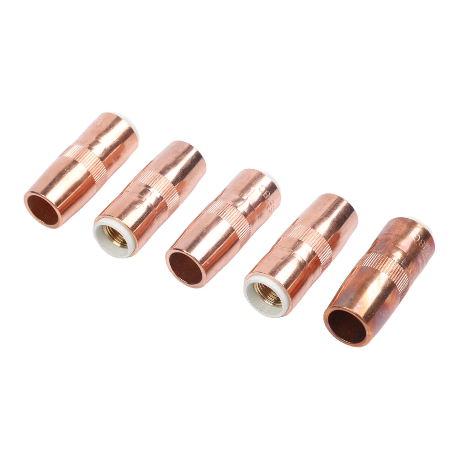 5-pack Of NS-5818C Nozzles, Centerfire, Slim, 5/8-inch, 1/8-inch Groove, For Bernard MIG Gas Gas Diffusion Nozzles Tools