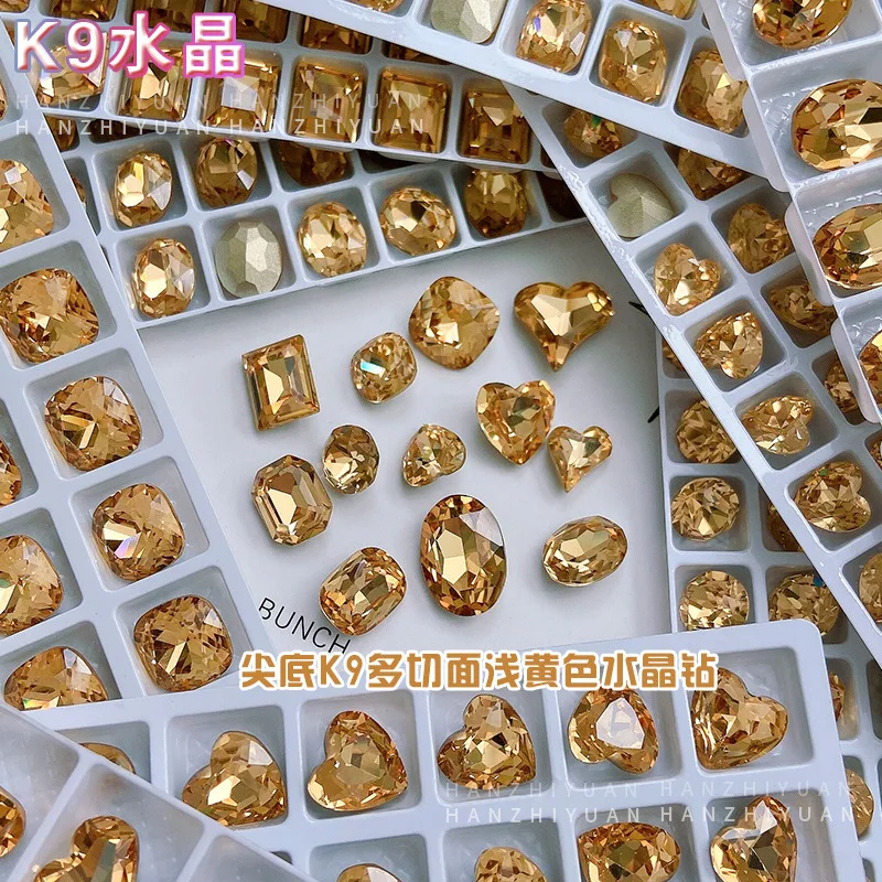 5 個ネイルラインストーンチャームライトイエローコーヒーネイルアートダイヤモンドジュエリーアンバーブラウンネイルデコレーション