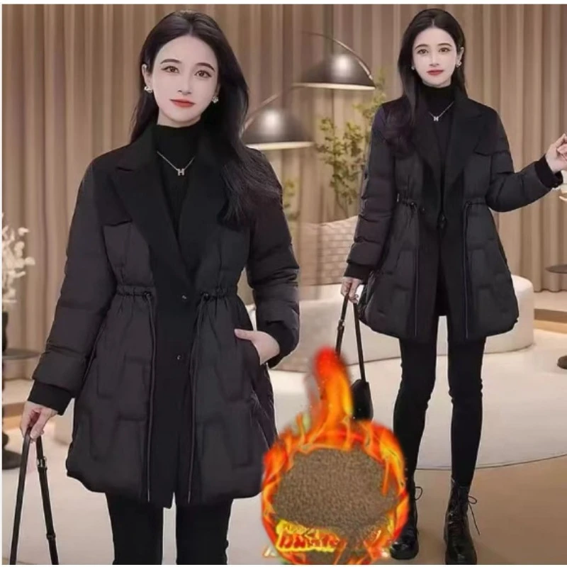 Winter Bestseller Features A Stylish Woolen Patchwork Fleece and Thickened Blazer A Mid-length Slimming Cotton-padded Jacket