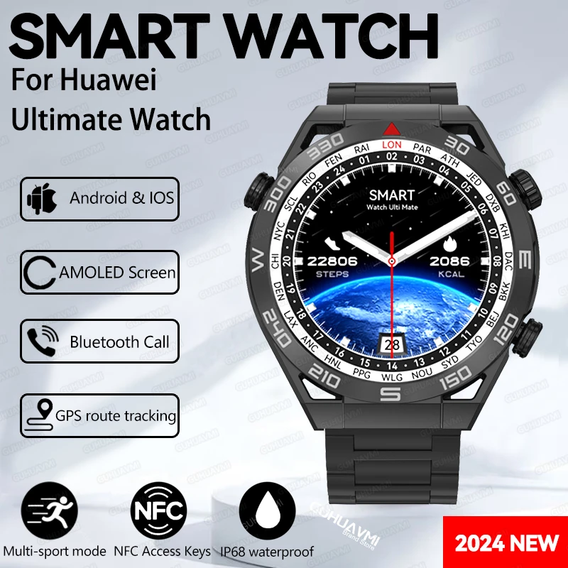 Ulitmate Design Smartwatch Three Buttons 1:1 Men Women NFC ECG+PPG Bluetooth Call Smart Island GPS Trackers Compass Sport Watch